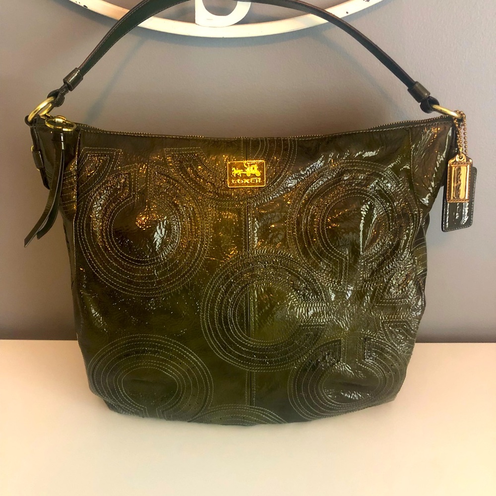 Coach Green Patent Leather Shoulder Bag No. 17877